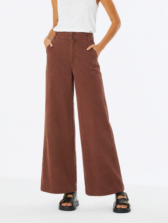 Young Fabulous & Broke Pants - Young Fabulous & Broke Ryker Wide Leg Pant Brown Elastic Waist Sz S Western Boho